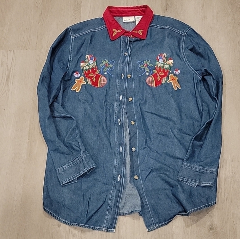 Vintage Bobbie Brooks Christmas Chambray Shirt